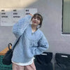 Women's Oversized V-Neck Knit Sweater - Harajuku Korean Long Sleeve Loose Pullover for Autumn Winter