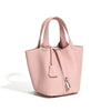 Women's Leather Bucket Bag – Basket-Style Drawstring Handbag, Mommy Bag for Bridal & Wedding
