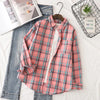 Loose Women's Plaid Shirt – College Style Long-Sleeve Checked Blouse, Casual Loose-Fit Top