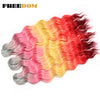Synthetic Braiding Hair Extensions 24 in (60 cm) Loose Deep Wave Ombre Brown Rainbow Twist Crochet 3-Pack
