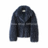 Neo Mint Faux Mongolia Sheep Fur Coat for Women Fluffy Warm Chic Streetwear Outerwear