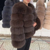 Women's White Faux Fox Fur Coat – Slim Plush Faux-Fur Winter Jacket