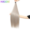 3-Pack 28-Inch (71 cm) Straight Crochet Braids Synthetic Hair Extensions High-Temperature Ombre Blonde Brown Gray