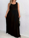 Plus Size Sleeveless Round Neck Tunic Dress 1XL-5XL Casual Knit Ankle-Length Spaghetti Strap