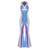 Women's Metallic Disco Jumpsuit 70s 80s Flared Ankle-Length Party Clubwear
