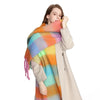Luxury Cashmere-Blend Winter Scarf for Women – Thick Warm Shawl with Tassels, Soft Fluffy Solid & Plaid