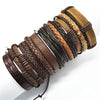 10-Pack Adjustable Black Woven Wrap Leather Bracelets – Handmade Unisex Rope Chain Lace-Up