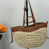 Women 2-in-1 Woven Straw Shoulder Bag – Adjustable Strap Large Capacity Dumpling Beach Bucket Bag