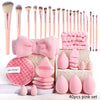 Makeup Brushes and Sponges Set, Pink Makeup Puff,  Headband, Wristband Remover ,  8-16mm DIY Eyelash Extension Kit makeup tool