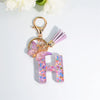 Sequin Letter Keychain with Tassel & Butterfly Charm – Initial A-Z Resin Keyring for Women, Bag & Car (55mm / 2.2 in)