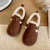 Autumn Winter Women's Faux Suede Plush-Lined Slip-On Loafers Warm Casual Moccasins