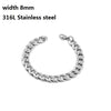 316L Stainless Steel Cuban Figaro Chain Bracelet, Unisex Vintage Punk K-Pop Link Bracelet