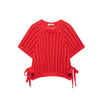 Hollow Knit Bow Pullover - Women's Casual Short-Sleeve Lace-Up Round Neck Sweater