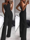 Women's One-Shoulder High Waist Straight-Leg Jumpsuit - Casual Street Style