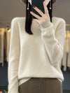 Fashion100% Merino Wool Sweater Cashmere  Pullover Women Knitwear V-Neck Long Sleeve  Autumn Winter Fashion Basic Clothing  Tops