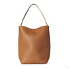 Leather Large Capacity Bucket Bag Lychee Pattern Cowhide Commuter Tote Shoulder Handbag for Women
