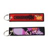 Anime Embroidered Keychain Double-Sided Key Fob 3 x 13 cm (1.2 x 5.1 in) for Backpacks Cars Motorcycles Gift