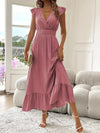 Women's V-Neck Solid A-Line Maxi Dress - Sleeveless Office & Casual Summer Gown