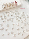 50pcs Gold & Silver 3D Snowflake Nail Art Charms - Alloy Metal Christmas Nail Decorations DIY Accessories
