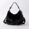 Real Silver Fox Fur Shoulder Bag Women's Fashion Handbag Messenger Purse