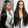 13x5 Lace Frontal Human Hair Wig - Brazilian Straight, Transparent Lace, Pre-Plucked Natural Black