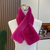 Women's Thick Faux Rabbit Fur Cross Collar Scarf - Winter Neck Warmer Soft Furry Solid Color Shawl
