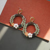 Handmade Polymer Clay Floral Wreath Earrings Set – Multicolor Christmas Holiday Studs