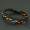 Men's Double-Layer Braided Leather Bracelet with Detachable Magnetic Buckle & Chain - Hiphop Street Armband