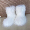 Women's Mid-Calf Faux Fox Fur Snow Boots – Plush-Lined Warm Winter Boots, Up to EU 46
