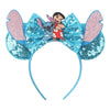 Disney Lilo & Stitch Mickey Mouse Ears Headband, Sequined 5-inch (12.7 cm) Bow Hairband for Women, Girls & Kids