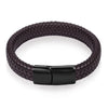 Men's White Braided Leather Bracelet with 316L Stainless Steel Double-Safety Magnetic Clasp — Sizes 18.5/20.5/22 cm (7.3/8.1/8.7 in)