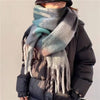 Women's Winter Thick Plaid Pashmina Scarf - Soft Polyester Shawl Wrap, 175+ cm (69+ in) Fuzzy Tassel