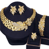 4-Piece Wedding Jewelry Set - 18K Gold Plated Floral Choker Necklace, Zircon Bracelet, Earrings & Ring