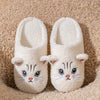 Women's Cartoon Cat Plush Slippers – Cozy Winter Indoor House Shoes with Non-Slip Soft Sole