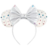 Sequin Snowflake Mouse Ear Headband with 5\" (12.7 cm) Bow – Kids & Adults Festival Party Cosplay Hairband