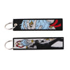 Anime Embroidered Keychain Double-Sided Key Fob 3 x 13 cm (1.2 x 5.1 in) for Backpacks Cars Motorcycles Gift