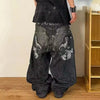 Oversized Embroidered Washed Baggy Jeans for Women – Wide-Leg Hip Hop Gothic Vintage Style