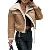 Women's Faux Leather Biker Jacket with Faux Fur Collar – Vintage Moto Coat, Warm Winter Outerwear