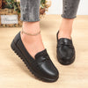 Women's Bow-Accent Leather Flats Slip-On Casual Loafers with Non-Slip Sole