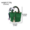 Mini Leather Basket Bag Keychain - Cute Round Pendant Handbag for Bluetooth Earbuds & Small Items