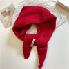 Women’s Korean-Style Triangle Knit Wool-Blend Scarf Shawl, Warm Winter Neck Wrap — 80–120 cm (31–47 in)