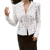 Women's Floral Lace Blouse - Long Sleeve Button-Up Sheer Top for Work & Date Night