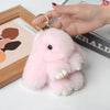 Fluffy Real Rabbit Fur Bunny Pom Pom Keychain 15 cm (5.9 in) for Bag & Car