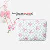 Embroidered Bow Makeup Bag – Cute Large Capacity Cosmetic Pouch & Coin Purse with Zipper