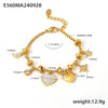 316L Stainless Steel Heart Charm Bracelet for Women 18K Gold Plated with Shining Zircon Pendant