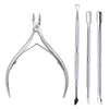 4-Piece Professional Stainless Steel Manicure Kit - Nail Clippers, Scissors, Nippers & Cuticle Pusher
