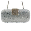 Green Crystal Evening Clutch with Purple Rhinestones, Acrylic Bridal Party Handbag, 22 x 5.5 x 10 cm (8.7 x 2.2 x 3.9 in)