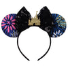Mickey & Minnie Sequin Ear Headband with Bow – Disney-Inspired Hairband for Women & Kids, Party Cosplay
