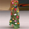 Elegant Sunflower 3D Floral Maxi Dress – Sleeveless V-Neck Summer Beach Sundress for Women