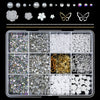 120-Pack 3D Gold Metal Nail Charms Bow Butterfly Diamond Star Nail Art Decorations